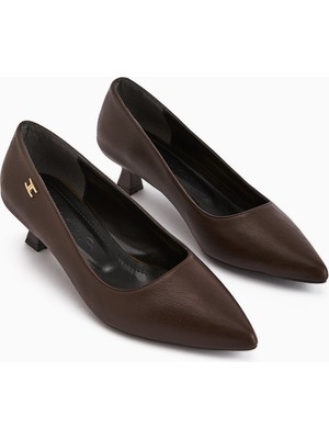 Limoya Wera Kahve Kısa Topuklu Ayakkabı Kadın Stiletto