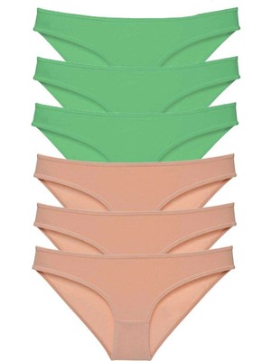 Venüs Shopping 6 Adet Süper Eko Set Likralı Kadın Slip Külot Yeşil Ten