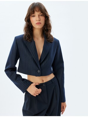 Koton Crop Blazer Ceket Kruvaze Uzun Kollu