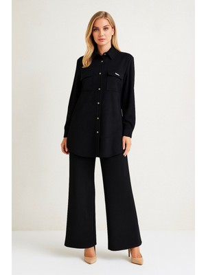 Doque 56050 Önden Çıtçıt Düğmeli Çift Cepli Süet Takım #10-25#