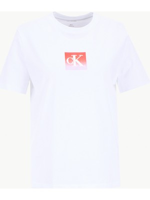 Calvin Klein Jeans Bisiklet Yaka Düz Beyaz Kadın T-Shirt LV047D874GYAF