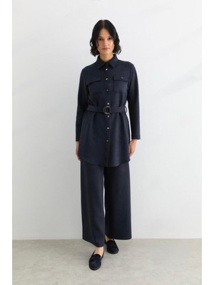 Doque 56050 Önden Çıtçıt Düğmeli Çift Cepli Süet Takım #10-25#