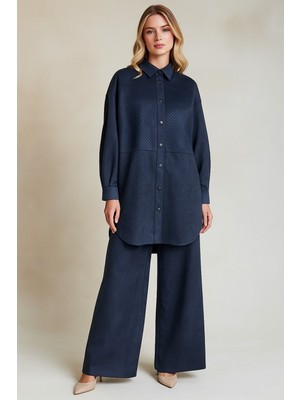 Doque 56056 Önden Çıtçıtlı Göğüsü Detaylı Oversize Süet Pantolonlu Takım #10-25#