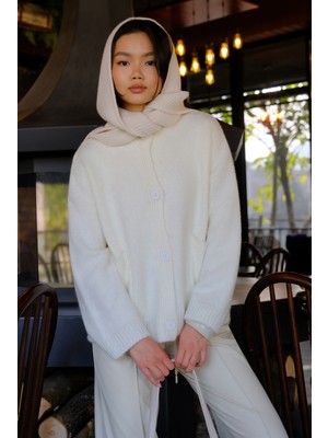 HE-QA Alpaka Kısa Hırka Ekru