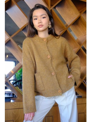 HE-QA Alpaka Kısa Hırka Hardal