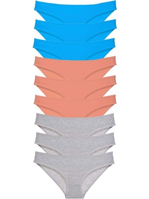 Venüs Shopping 9 Adet Süper Eko Set Likralı Kadın Slip Külot Pudra Gri Mavi