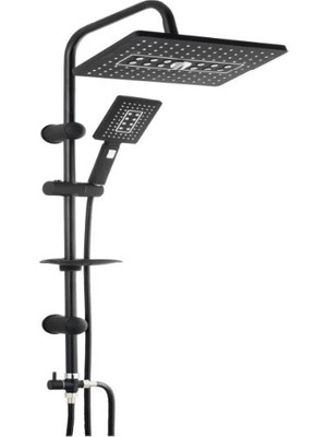 TE Dükkan Buğz Lüks Robot Duş Seti Mat Siyah Dikdörtgen | Çok Fonksiyonlu Yağmur Robot Duş Sistemi Siyah