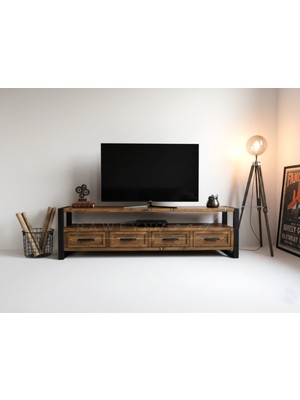 Raweyn Tiro Doğal Ahşap Çekmeceli Tv Ünitesi - 190CM