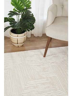 Konfor Halı Marla 2006 Krem Modern Tema Yıkanabilir Makine Halısı Dokuma Tabanlı 200 x 290 cm
