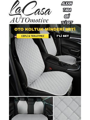 Lacasa Automotive Ergonomik,ortopedik,terletmez, Cepli, Kaymaz, Alkantara Oto Kılıf-Minder (7parça Set)