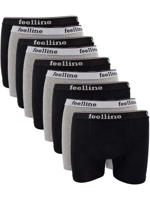 Venüs Shopping 9 Adet Feelline Siyah ve Gri Pamuklu Doğal Likralı Erkek Boxer