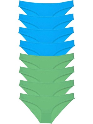 Venüs Shopping 8 Adet Süper Eko Set Likralı Kadın Slip Külot Yeşil ve Mavi