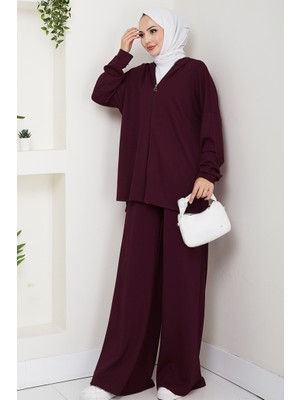 İlkimay.com Kapüşonlu Oysho Ikili Takım 1609 - Mürdüm