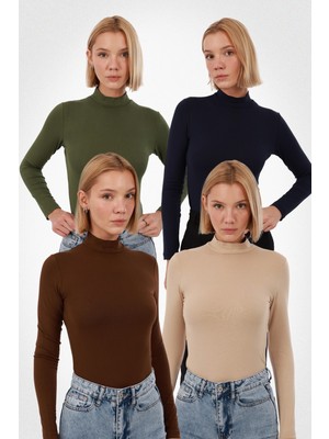 Yade Fashion Kadın Uzun Kol Body 4’lü Set