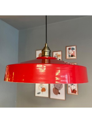 Bamyum Açe Kırmızı Tekli Eskitme Lale Başlık Avize Retro Sarkıt Ofis Showroom Salon Mutfak Avizeleri