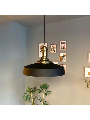 Bamyum Açe Siyah Tekli Eskitme Uzun Tokmak Başlık Avize Retro Sarkıt Ofis Showroom Salon Mutfak Avizeleri