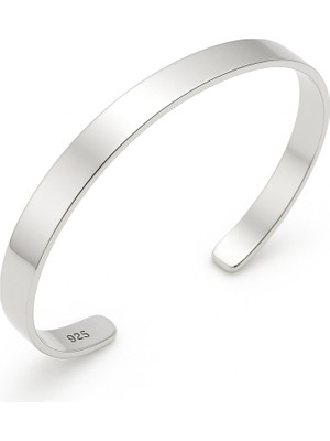 Stillove Gümüş Düz Erkek Kelepçe Bilezik