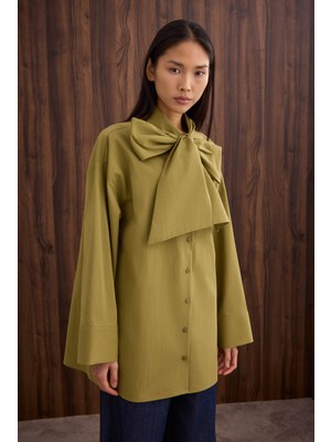 HE-QA Fiyonk Detaylı Gömlek Yağ Yeşili