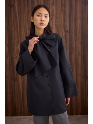 HE-QA Fiyonk Detaylı Gömlek Siyah