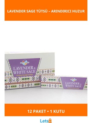 Letsii Lavender Beyaz Adaçayı Masala Aromalı Çubuk Tütsü 12 Paket