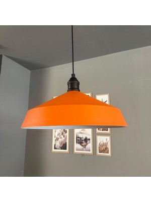 Bamyum Lema Turuncu Tekli Avize Siyah Lale Başlık Sarkıt Lamba Restoran Cafe Salon Avizeleri