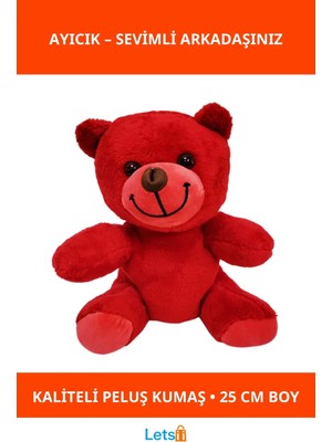 Letsii Kırmızı Peluş Oyuncak Ayıcık 25 cm
