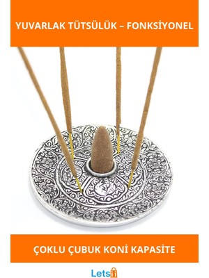 Letsii Dayanıklı Metal Yuvarlak Tütsülük Şık Tasarım Meditasyon ve Aromaterapi Için