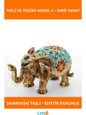 Letsii Swarovski Taşlı Şık Tekli Fil Figürü