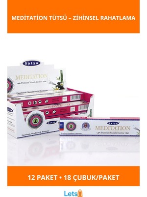 Letsii Meditasyon Aromalı Satya Tütsü 12 Paket 216 Adet