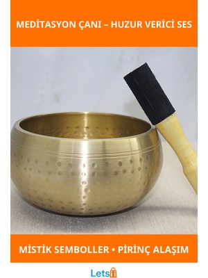 Letsii Pirinç Meditasyon Çanı Derin Sesli Mistik Sembol ve Oyma