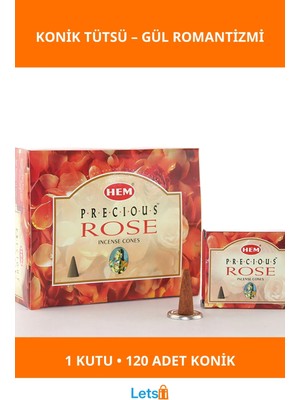 Letsii Precious Rose Aromalı Konik Tütsü 12 Paket 120 Adet