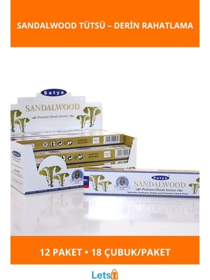 Letsii Sandal Ağacı Aromalı Meditasyon Tütsüsü 12 Paket 216 Adet