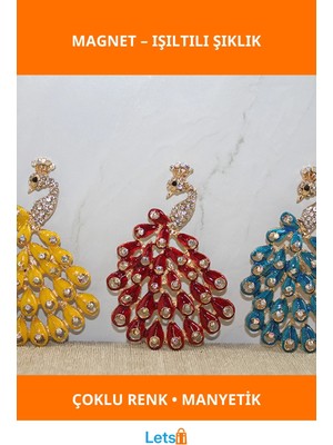 Letsii Swarovski Taşlı Zarif Tavus Kuşu Magnet