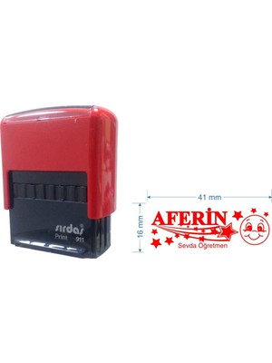 Sırdaş 911 Kişiye Özel Emojili Öğretmen Mührü - 1 Adet Kırmızı 41x16 mm
