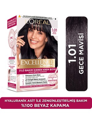L'Oréal Paris Excellence Creme 1.01 Derin Gece Mavisi Saç Boyası