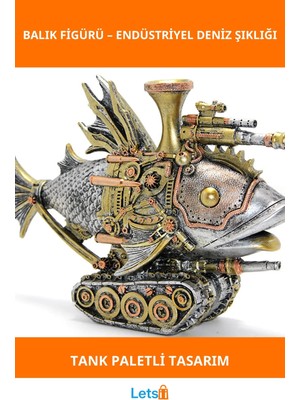 Letsii Steampunk Polyester Tasarım Balık Figürü Şık Dekoratif Aksesuar