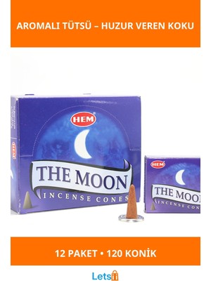 Letsii Doğal The Moon Aromalı Konik Tütsü 12 Paket 120 Adet