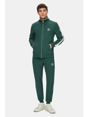 Ucla Salvador Koyu Yeşil Daralan Kesim Paçası Lastikli Baskılı Standard Fit Erkek Eşofman Alt