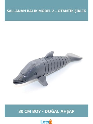 Letsii Ahşap El Işçiliği Sallanan Balık Figürü 30 cm Dekorasyon Aksesuarı
