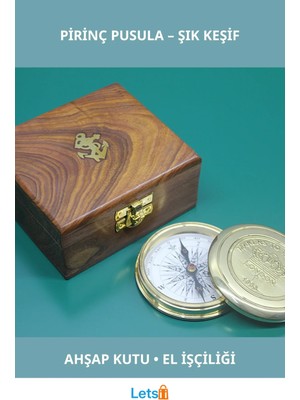 Letsii Ahşap Kutulu Dayanıklı Pirinç Pusula Yüksek Hassasiyetli Yön Belirleyici