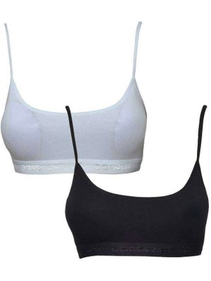 Venüs Shopping Pedli İp Askılı Beyaz ve Siyah Büstiyer 2 adet