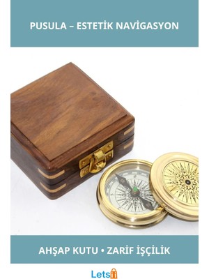 Letsii Ahşap Kutulu Nostaljik Pusula Model 2