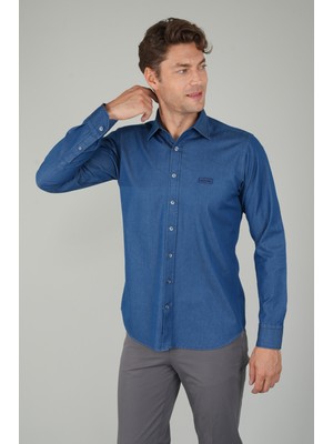 Bisse Uzun Kollu Regular Fit Spor Erkek  Denim Gömlek GMJEAN252166_D66