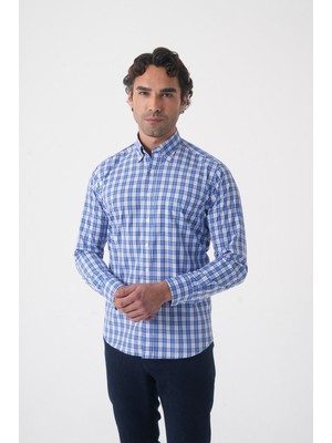 Bisse Regular Fit Pamuk Koyu Mavi Erkek Gömlek GMEKS4K242018_36