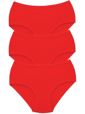 Venüs Shopping 3 Adet Tutku Kadın Yüksek Bel Bato Kalın Lastik Külot Kırmızı