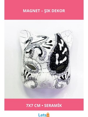 Letsii Siyah Renk Zarif Venedik Kedi Seramik Magnet