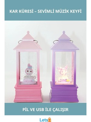 Letsii Kuromi Işıklı Müzikli Kar Küresi 2 Adet Dekoratif Figür