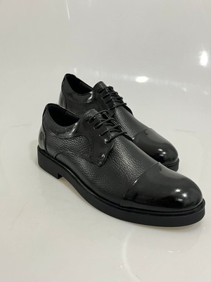 2501 Siyah Ithal Termo Taban Rugan Detaylı Erkek Klasik Ayakkabı