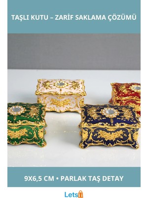 Letsii Swarovski Taşlı Şık Kutu 9x6.5 cm Dekoratif Eşya Saklama