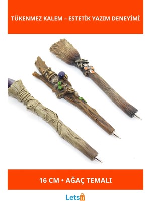 Letsii Ağaç Temalı Dayanıklı Polyester Tükenmez Kalem 16 cm